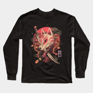 Fox Mask - Aesthetic Oriental Kitsune Gift Long Sleeve T-Shirt